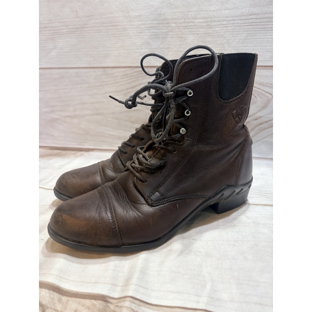 Ariat Brown Leather Lace Up Ankle Paddock Riding Boots Womens 7.5 B Style 57326